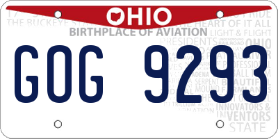 OH license plate GOG9293