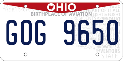 OH license plate GOG9650