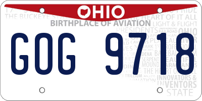 OH license plate GOG9718