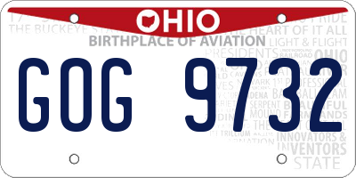 OH license plate GOG9732