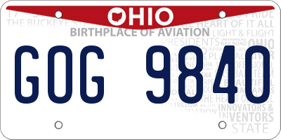 OH license plate GOG9840