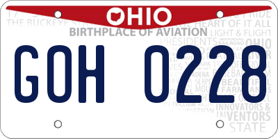 OH license plate GOH0228