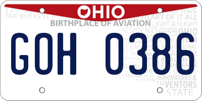 OH license plate GOH0386