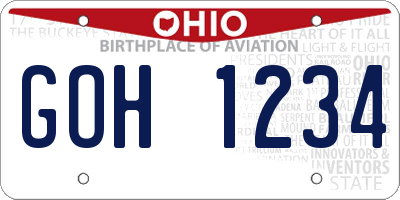 OH license plate GOH1234