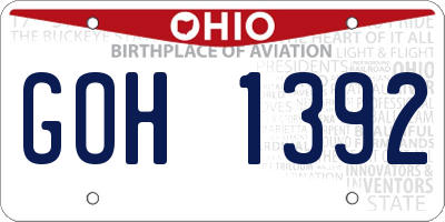 OH license plate GOH1392
