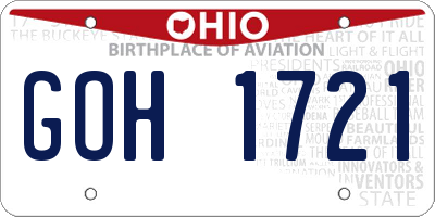 OH license plate GOH1721