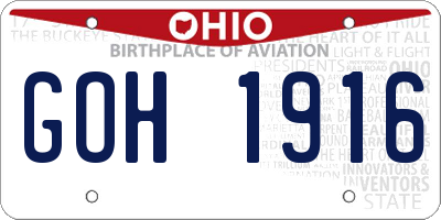 OH license plate GOH1916