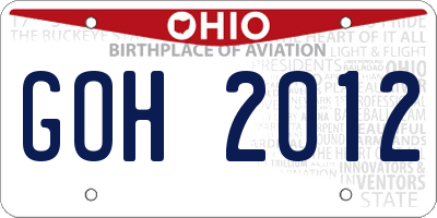 OH license plate GOH2012