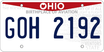 OH license plate GOH2192