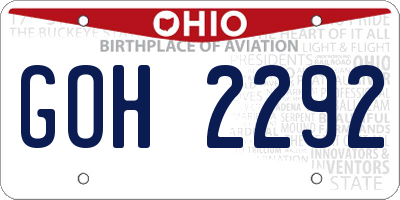 OH license plate GOH2292
