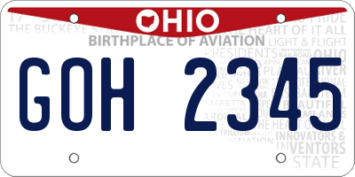 OH license plate GOH2345