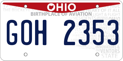 OH license plate GOH2353