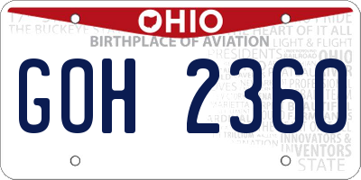 OH license plate GOH2360