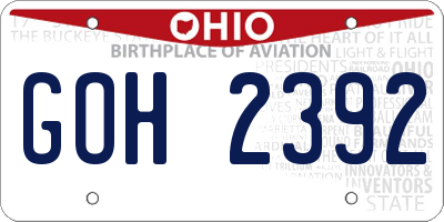 OH license plate GOH2392