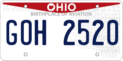 OH license plate GOH2520