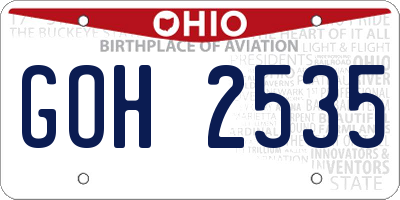 OH license plate GOH2535