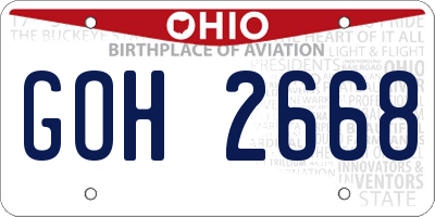 OH license plate GOH2668