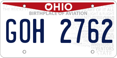 OH license plate GOH2762
