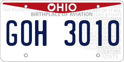 OH license plate GOH3010