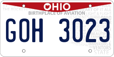 OH license plate GOH3023