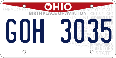OH license plate GOH3035