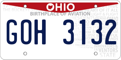 OH license plate GOH3132