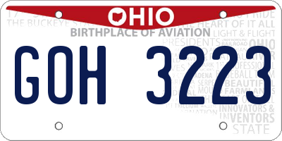OH license plate GOH3223