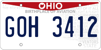 OH license plate GOH3412