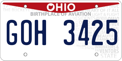 OH license plate GOH3425