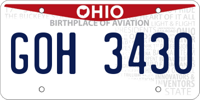 OH license plate GOH3430