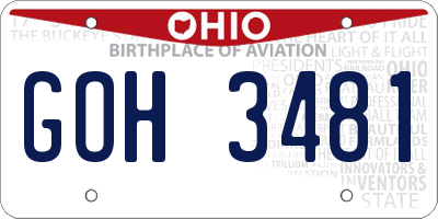 OH license plate GOH3481