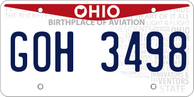 OH license plate GOH3498
