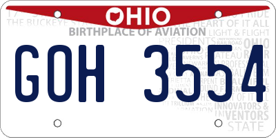 OH license plate GOH3554