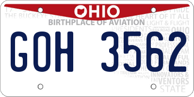 OH license plate GOH3562