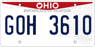 OH license plate GOH3610