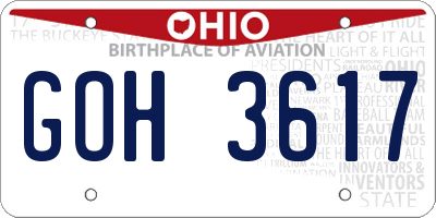 OH license plate GOH3617