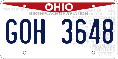OH license plate GOH3648
