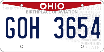 OH license plate GOH3654