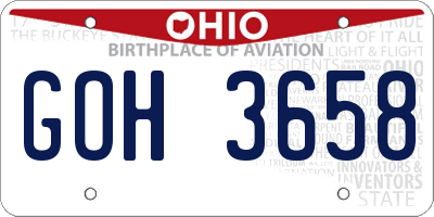 OH license plate GOH3658