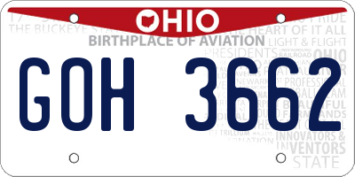 OH license plate GOH3662