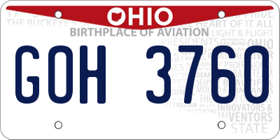 OH license plate GOH3760