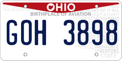 OH license plate GOH3898