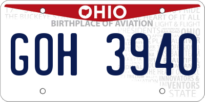 OH license plate GOH3940