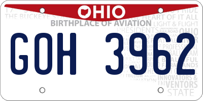 OH license plate GOH3962
