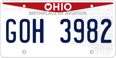 OH license plate GOH3982