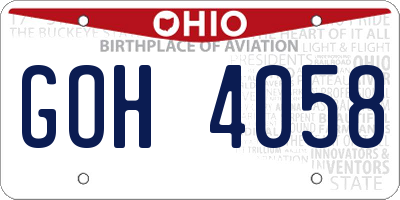 OH license plate GOH4058
