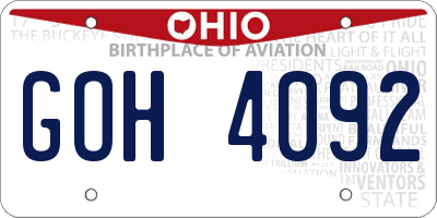 OH license plate GOH4092