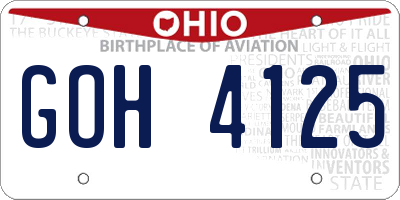 OH license plate GOH4125