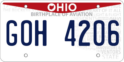 OH license plate GOH4206