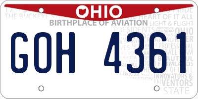 OH license plate GOH4361